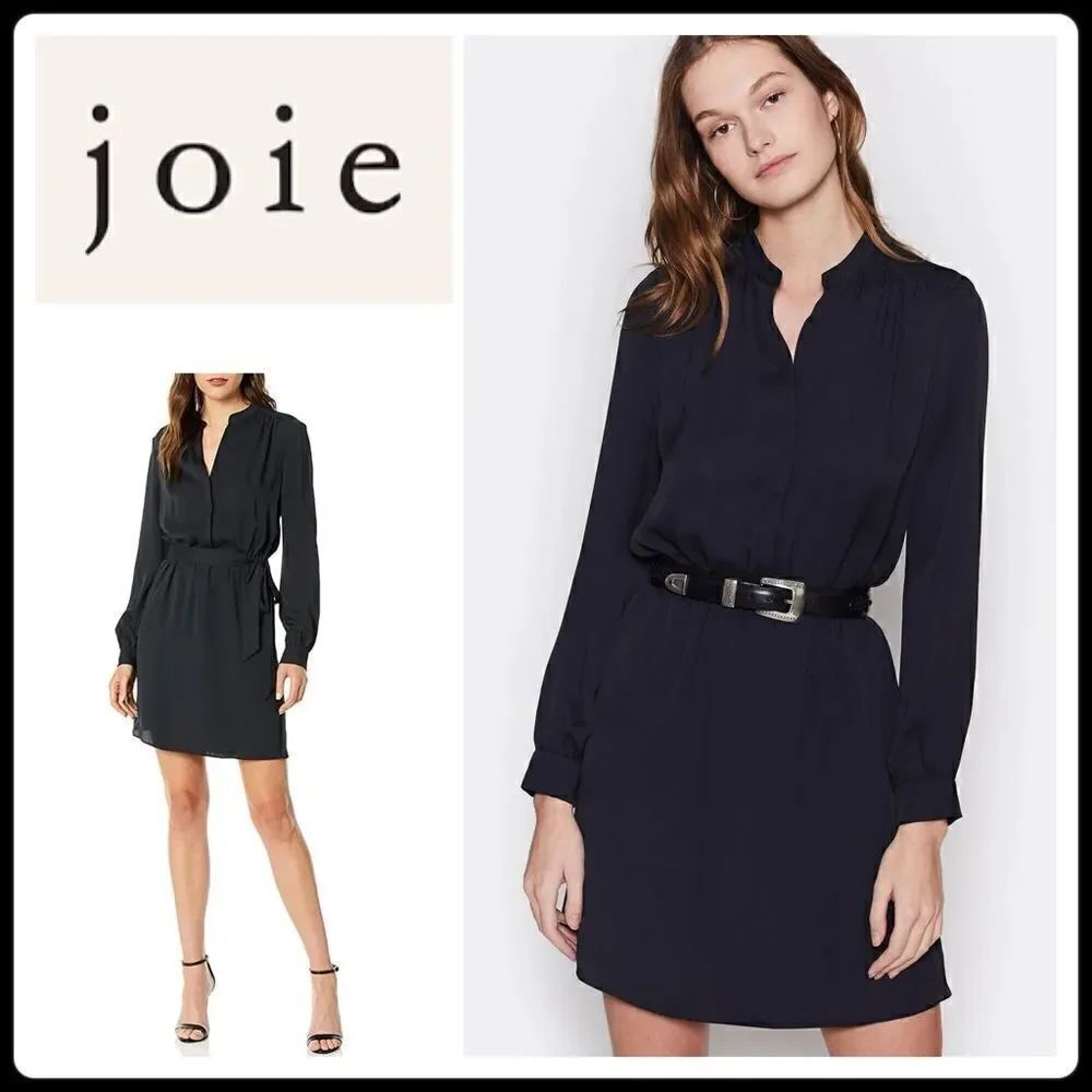 New. Joie silk belted shirt dress.